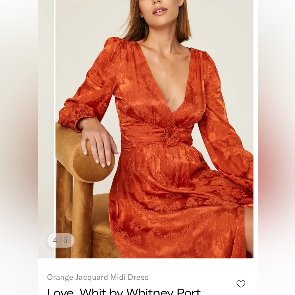 Orange Jacquard Midi Dress - Love, Whit by Whitney Port - Picture 4 of 16
